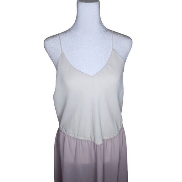 Vintage 70s Spaghetti Straps Slip Dress Womens Size 12 Pink White - Picture 2 of 7